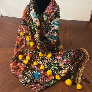 Women’s Bohemian Style Scarf/Wrap with Pom Poms